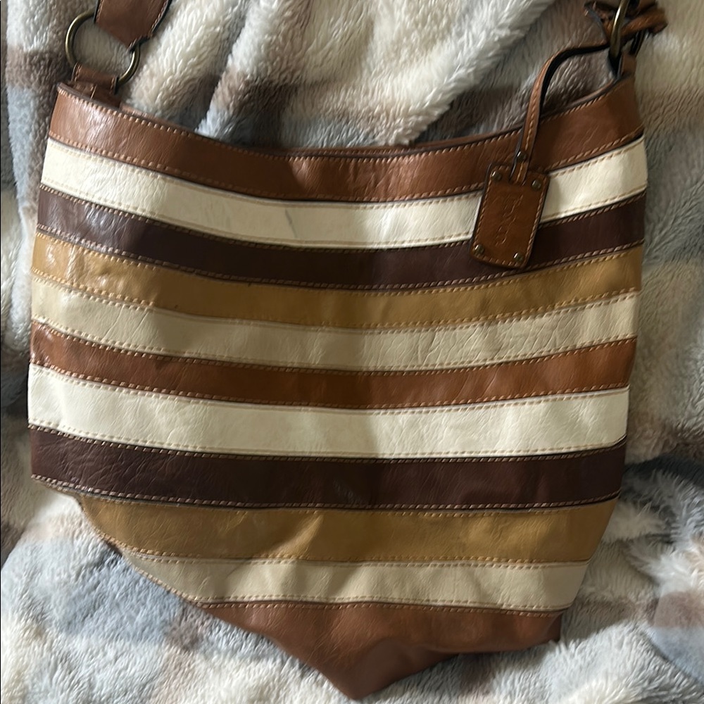Liz & Co. Brown and Cream Striped Bag boho style cuteness